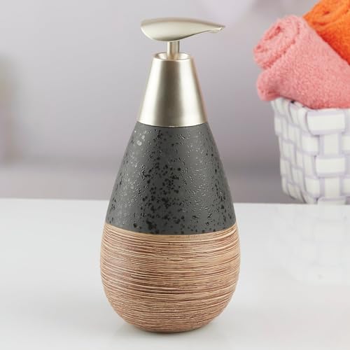Image of SaSaSa Ceramic Soap Dispenser for Bathroom handwash, refillable Pump Bottle for Kitchen Hand wash Basin, Set of 1, Black (10605)