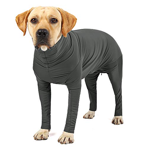 Image of Etdane Recovery Suit for Dogs Surgery Suit Female Spay Dog Surgical Recovery Suit Male Dog Onesie for Surgery Female Anti Licking Wounds Dog Shedding Suit Grey /Small