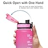 Elvira 32oz Motivational Fitness Sports Water Bottle with Time Marker & Removable Strainer,Fast Flow,Flip Top Leakproof Durable BPA Free