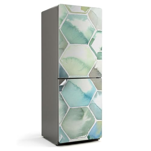 Vinilo para nevera de 70x190 cm con diseño de acuarela hexagonal para decoración de cocina 2