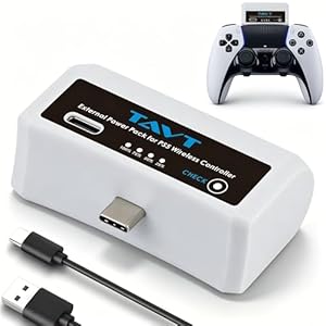 TAVT Externer Akku für Sony PlayStation 5 Controller, PS5 Dualsense/Edge Controller, wiederaufladbarer Akku mit LED Anzeige und USB-C Ladekabel