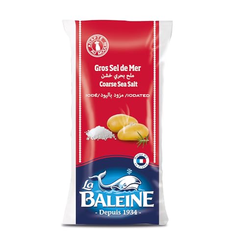 La Baleine Coarse Sea Salt 1kg Polybag Natural Mediterranean Sea Salt | Essential Gourmet Seasoning for Cooking Grinders & Salt Crusts | Non-Iodized Additive-Free & Sustainably Harvested