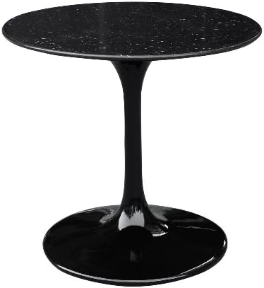 Lemoderno Tulip End Side Table with Marble Top (Black Marble)