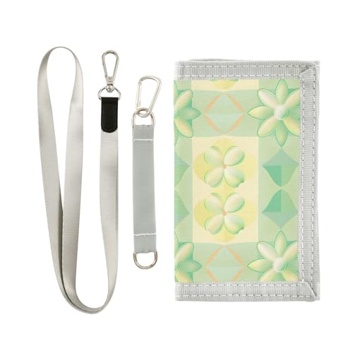 ALAZA Kids Wallets for Boys Girls Toddler Trifold Wallet Children Small Lattice Green Yellow with Zipper Coin Pocket