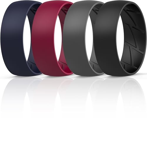 Image of ThunderFit Silicone Rings for Him and Her, Rubber Engagement Bands Unisex - 1 /4 /5 /7 /8 Variety Multipack