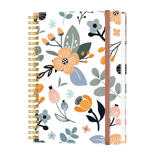 Cuaderno cuadriculado A5 con páginas de alta densidad y portada floral Heveboik