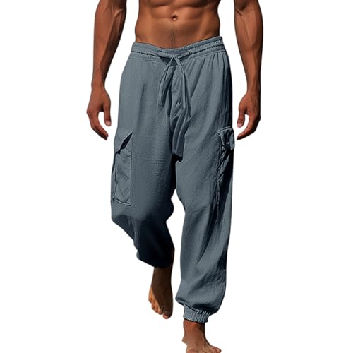 Pantalones de hombre negros,Los hombres pueden usar pantalones casuales de color sólido estilo vintage para todas las estaciones pantalones cortos, gris, 3XL