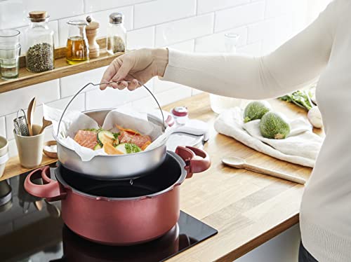 Foto von Tefal Clipso Minut Duo Schnellkochtopf 5 L - Aus Aluminium Mit 5 Sicherheitssystemen, Einhand-Verschluss, Langsames Feuer, Topfmodus, Dampffunktion