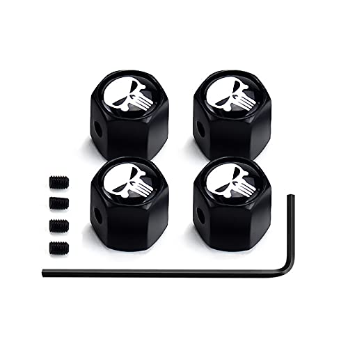 4-piece Set Of Ghost Head Skull Valve Anti-theft Valve Cap Car Personality Modified Tire Cap Door Core Mouth Screw-on Type Auto Universal Tire Mouth Cover