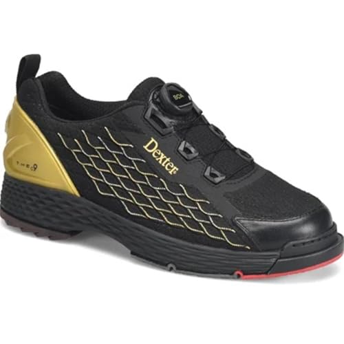 Dexter Mens C9 Knit BOA Bowling Shoes (for Right and Left Handed Bowlers. Men's Shoe Sizing) - Black/Gold 6.5