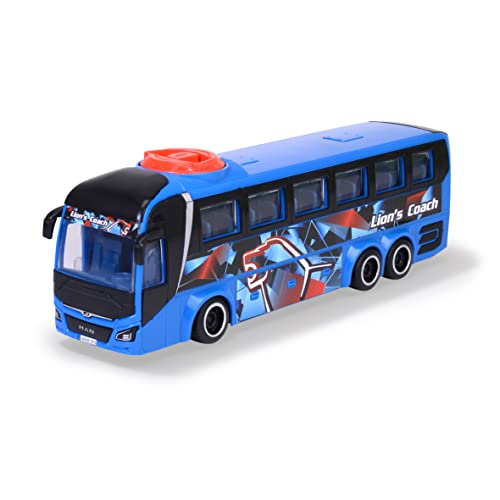 Dickie - Bus Man Lion's Coach - Véhicule Roue Libre 27cm - Jouet pour Enfant - Portes Ouvrantes - 203744017