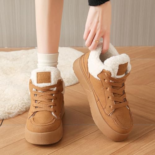 Women's Faux Fur Snow Boots Ankle Winter Shoes - Plush Warm Y2K Aesthetic Cute Fuzzy 1.5-inch Platform3