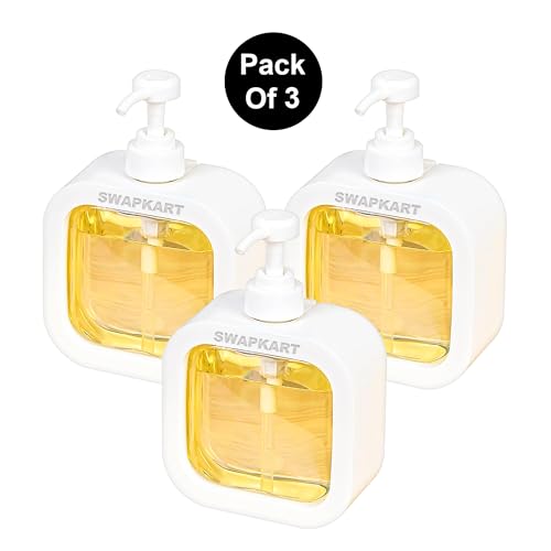 Image of Eightiz Empty Bottle (300 ml) Soap Dispenser for Bathroom Kitchen Large-Capacity Dispensing Bottled Hand Soap Dish Soap Shower Gel Shampoo Washing Powder Replacement Empty Bottle (Pack of 3)