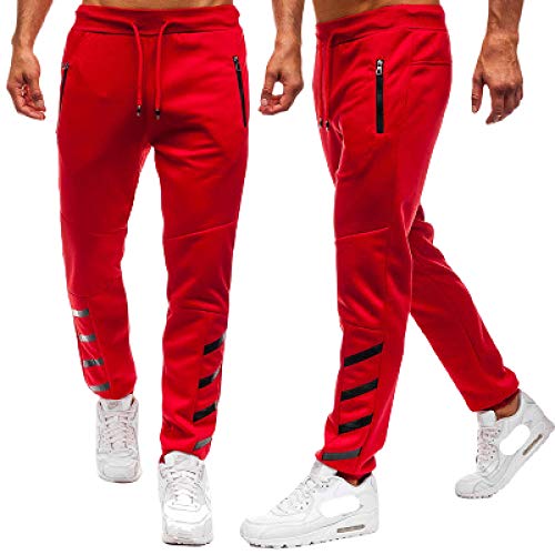 Pantalon de Jogging à la Mode pour Hommes avec Poches à glissière à Cordon de Serrage Impression de Rayures de personnalité Pantalon de Remise en Forme Sport Coupe ajustée Medium Cover
