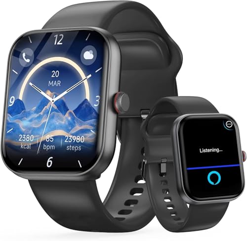 uaue Smartwatch Herren, 1,91' HD Fitnessuhr mit Alexa & Telefonfunktion, 100+ Sportmodi Smart Watch, Pulsmesser/Schlafmonitor/Schrittzähler Sportuhr, IP68 Wasserdicht Fitness Tracker für iOS/Android