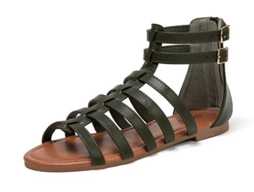 katliu Verano Sandalias Romanas de Mujer Gladiador Sandalias Verde 37