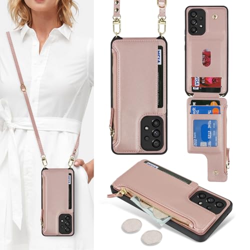 Étui portefeuille pour Samsung Galaxy A53 5G en cuir premium or rose aux finitions soignées