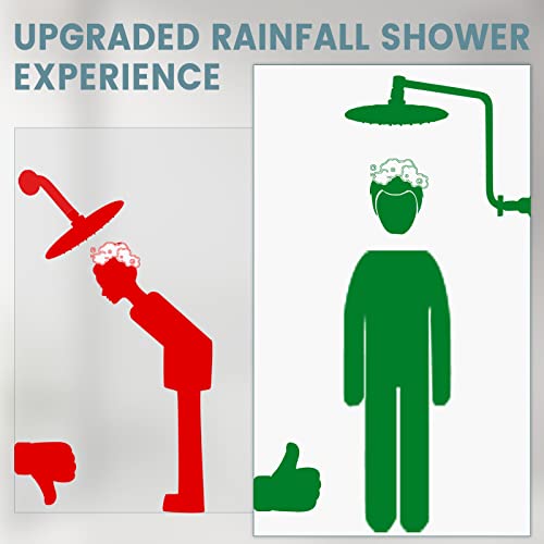 Metal Shower Head Extension Arm, Ydmeet 12" Brass Adjustable Extender, Standard 1/2", Raise Or Lower Rain And Fixed Shower Head, Adjustment Of Height/Angle Extension Arm Attachment, Polished Chrome #TOP6