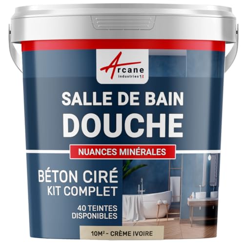 béton ciré salle de bain, douche italienne, pièce d'eau, kit beton cire, salle de bains, douche italienne - 10 m² (en 2 couches) Crème Ivoire - ARCANE INDUSTRIES