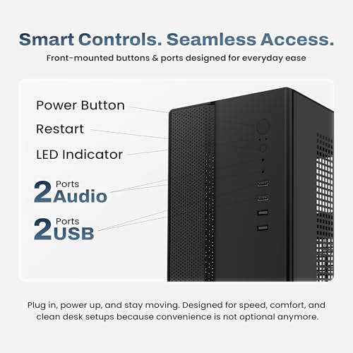 Image of EVM Enigma 054 Micro ATX Computer Cabinet - Micro-ATX /Mini-ITX PC Case with ATX PSU Support, USB Ports & Audio I /O, 4 PCI Slots, SSD & HDD Support, 120mm Front Fan Support, 250mm GPU Clearance, Black