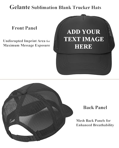 Image of Gelante 12 Pcs Sublimation Blank Trucker Hats - 5 Panel Mesh Snapback Baseball Cap Bulk