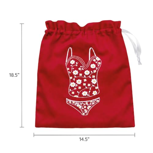 Image of Lingerie Bag for Travel Set of 3, Women Lingerie Bags with Drawstrings, Double-Layered Polyester Beach Bags for Swimwear, Underwear & Storage, 15x15 Inches (Burgundy-Crimson-Wine)