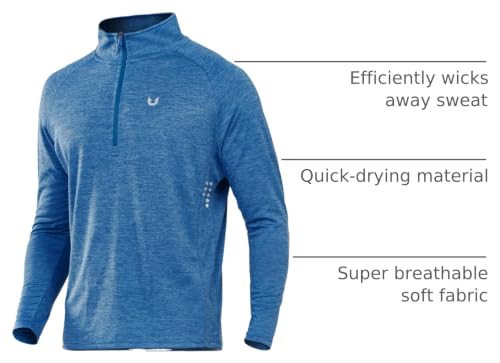Image of NORTHYARD Men's Quarter Zip Pullover Athletic Running Shirt Long Sleeve | 1 /4 Zip Top, Quick Dry Lightweight, Moisture Wicking Breathable, Reflective Strips, Performance Workout Gym, Hiking Sports