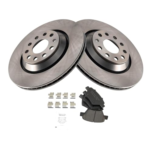 Image of TRQ Rear Brake Pad and Rotor Set Ceramic Compatible with 2013 Volkswagen Golf 2013 GTI