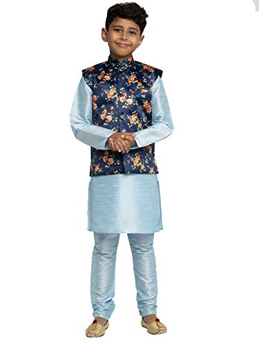 Image of KRAFT INDIA Boys Satin Printed Nehru Jacket Only