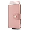 Women Wallet RFID Blocking Wallet for Women, Slim Small Size, Full Grain Leather, Pop up Credit Card Holder, Trifold, Minimalist, Pink Saffiano 9-11 Cards Capacity ID Window Cash Pocket,Gift for Her
