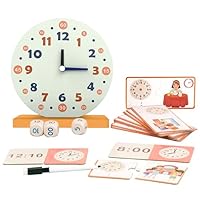 Wooden Toys for Learning Clock Game Set - 29 Piece,Learning Clocks for Kids, Clocks and Time Teaching Aids for Pen Included, Homeschool Supplies-Telling Time Teaching Clock for Kids Ages 3+