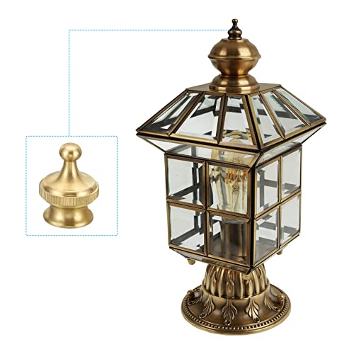Image of PATIKIL 1.1 inch Tall Brass Lamp Finials Cap Knob, 2 Set Round Lamp Screw Holder Tapped 1 /4-27 for Table and Floor Lamp Shade Decorations