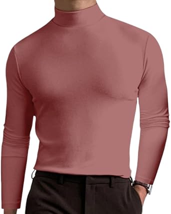 Mens Casual Long Sleeved high Neck T-Shirt, Breathable, Fashionable, Warm and Slim fit top with a Hood