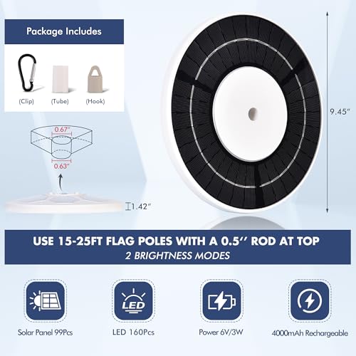 Ppq 1001-160 Solar Flagpole Led Light,New 160 Led Ultra Bright Flag Pole Light thumb #4