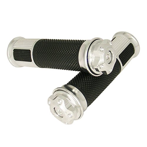 2 X 7/8'(22mm) Universal Motorcycle Parts Enduro Dual Sport Bike MX Motocross Aluminum & Soft Rubber Gel Handlebar Handle bar Grips Silver (B4#) Fit for HONDA BROS (NT400J/K/K2/L/L2) 1988-1990 F18/H626