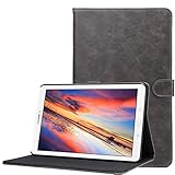 LingDan Schutzhülle für Samsung Galaxy Tab E T560N (9,6 Zoll) Tablette PU Leder Hülle Flip Cover Retro Crazy Horse Muster mit Ständer Magnetverschluss Brieftasche Ledertasche, Grau