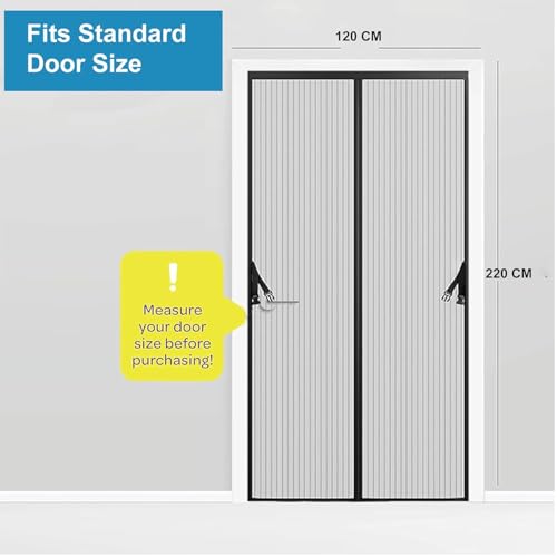 Image of KARP Mosquito Net for Door - Heavy Duty Mesh Screen Door with Stay-Open Buckle, Auto Close Magnets, Hands-Free Entry, Easy Install, Pet & Kid Friendly for Home (120 X 220, Black)