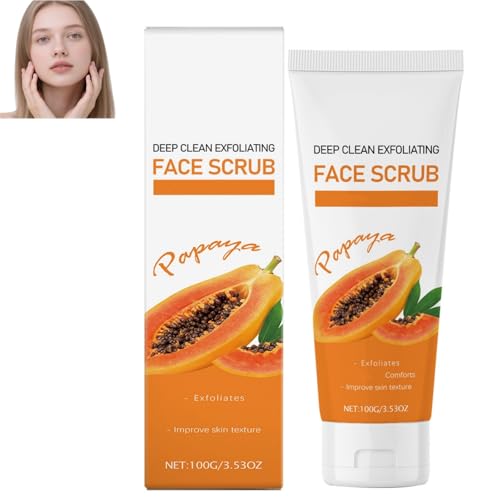 Papaya Face Scrub - Deep Clean Exfoliating Facial Scrub,Gentle Exfoliation for Refined Skin & Pore Cleansing,Brightens Dull Complexion,Balances Oil & Hydrates,suitable for all skin (1PCS)