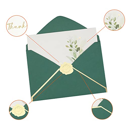YapitHome 24 Pcs Heavy Duty Green Thank You Cards Thank You Cards Wedding Thank You Cards Multipack with Envelopes Sticker for Business,Weddings,Graduation,Baby Shower - Image 3