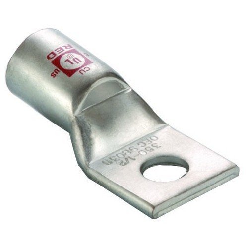Image of Morris 94091 Short Barrel Compression Lug, Copper, 1 Hole, 400 MCM, 5 /8 Stud, 764-.949 ID-OD, 3.08-inch Length, Blue, 2-Pack