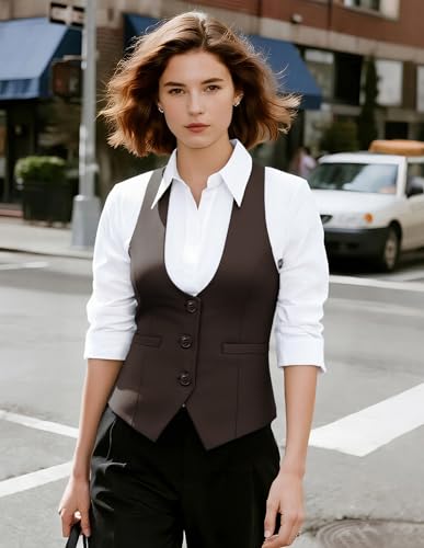 Image of GRACE KARIN Women's Suit Vest Top, Dressy Casual Sleeveless Button Waistcoat, Fromal Steampunk Blazer for Work Office