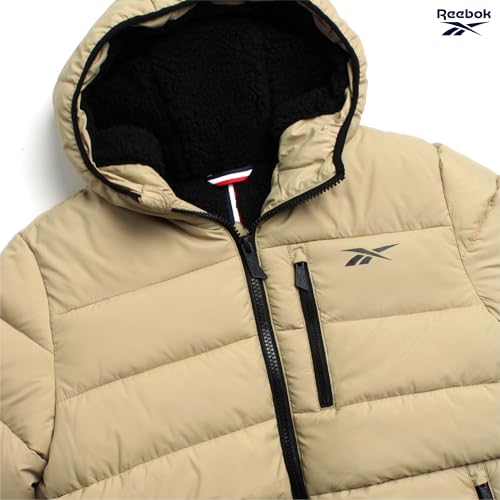 Image of Reebok Mens Heavyweight Sherpa Lined Puffer Parka, Quilted Ski Jacket | Water and Wind Resistant Shell Keeps You Dry, Durable Build for Daily Commutes or Outdoor Adventures