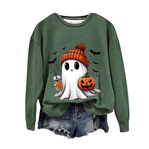 Image of My Orders Warehouse Deals Clearance Halloween Sweatshirt Costumes for Women Uk Halloween Theme Month Pullover Tops Fashion Graphic Print Long Sleeve Blouse Casual For Woman