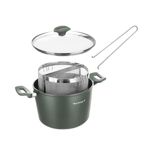 KASANOVA Pentola pasta 22 cm verde con 2 cestelli e coperchio, per pasta e verdure, compatibile con induzione e tutti i piani cottura