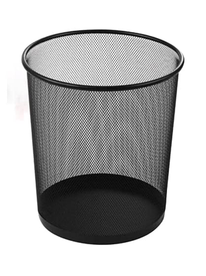 Best House Metal Mesh Waste Paper Bin Wastebasket Trash Can Round Garbage Bin Ideal for Kitchen Home Office Living Room Desk Bedroom (H X W) (24 cm X 26.5 cm) (Black, Pack of 1)