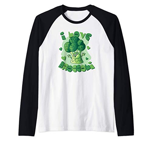 I Love Broccoli - Vegan Vegetarian Veggies Lover Manche Raglan