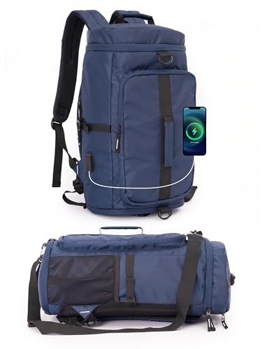 Image of Hexagon Laptop Backpack for Men Laptop Bag 15.6 inch 2-in-1 Rucksack & Duffle Bag with Shoe Compartment Versatile Travel Backpack for Gym, Work, and Weekends Bags for Men 45L