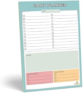 LuxLiv ® Daily Planner Notepad & To do List Memo Pad with fridge magnets - 50 Sheets - Productivity Organiser To Do List for University Students, Home & Office Stationary Study