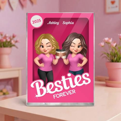 Customizable Besties Partner In Crime 3D Acrylic Block Plaque – Perfect Gift for Friends, Sisters, and Coworkers - Image 3