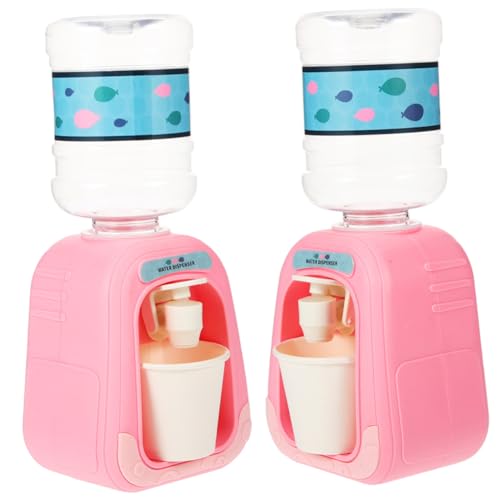 Toyvian 2pcs Miniature Water Dispenser Model for Doll House Playset Lovely Cartoon Design Reusable Plastic Easy to Clean and Install Educational